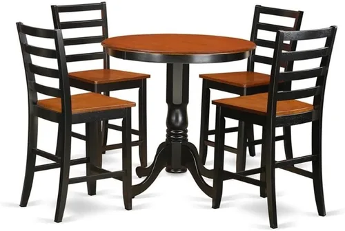 Miniatura 7 de East West Furniture JAFA3-BLK-W Juego de encimera de cocina de 3 piezas para espacios pequeños contiene una mesa de comedor redonda con pedestal y 2