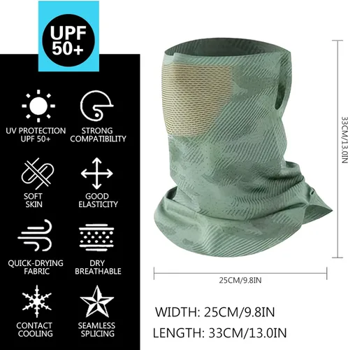 Miniatura 6 de Máscara facial de seda de hielo para hombres y mujeres, polaina de cuello UPF 50+ para protección solar, pasamontañas refrescantes para deportes al