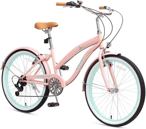 Miniatura 8 de ACEGER Bicicleta crucero de playa para niñas de 5 a 13 años, 16" 18" 20" 24" bicicleta de una sola velocidad para niños incluye freno contrapedal