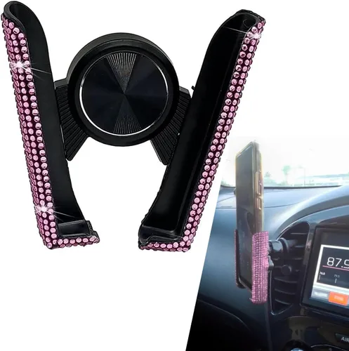 Miniatura 8 de Pack-1 soporte para teléfono móvil para automóvil, soporte de navegación con diamantes de imitación para aire acondicionado, soporte de teléfono