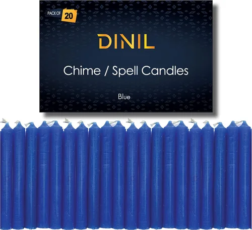 Dinil Juego de 20 velas azules de hechizo y timbre – Mini velas cónicas prémium para rituales, oración, cumpleaños, meditación, altar, hechizos,