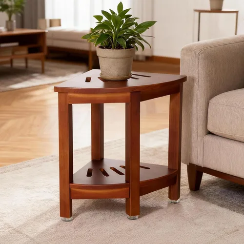 Miniatura 7 de HouseJoy Banco de ducha esquinero con estante, taburete de ducha de esquina de 16.5 pulgadas de alto para afeitarse las piernas, reposapiés