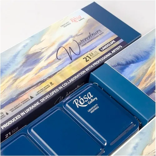Miniatura 7 de Rosa Gallery Set de Pintura de Acuarela Profesional para Paisaje, 21 Colores de 2.5 ml, Kit de Pinturas de Alta Resistencia a la Luz para Artistas