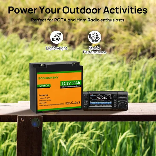 Miniatura 4 de ECO-WORTHY Batería de litio LiFePO4 de 12V 30Ah, batería recargable de ciclo profundo de 4000+ ciclos con BMS para radio de radioaficionado