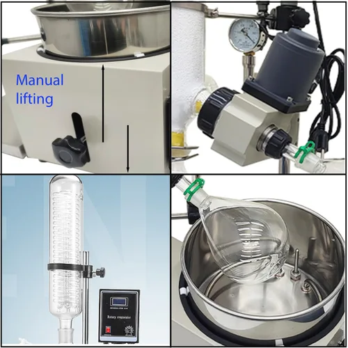 Miniatura 4 de Evaporador rotatorio de laboratorio de 110 V 2L sistema eléctrico de destilación al vacío con elevación de 4.724 in para aceites esenciales