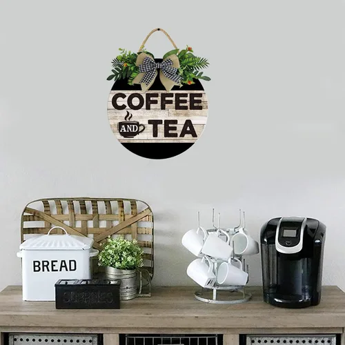 Miniatura 3 de KPSheng Letrero de café y té, decoración de pared de barra de café de 11 pulgadas, letreros de madera de café para decoración del hogar, arte