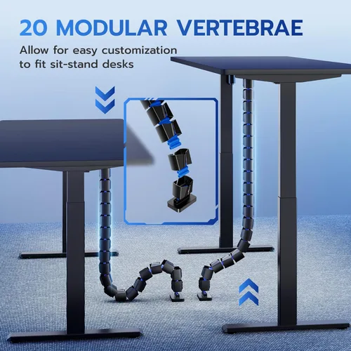 Miniatura 3 de ARES WING Columna de gestión de cables para debajo del escritorio, organización magnética de cables de vértebras para escritorio de pie, organizador