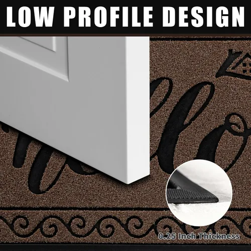 Miniatura 4 de Yimobra Alfombrillas de Bienvenida para Puerta Delantera 29.5x17, Alfombrilla de Puerta Resistente Impermeable para Exterior, Alfombrilla Café