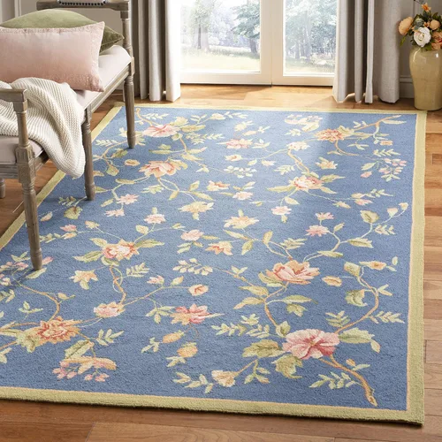 Miniatura 20 de SAFAVIEH Chelsea Collection - Alfombra decorativa de 1 pies 8 pulgadas x 2 pies 6 pulgadas, color negro, lana de campo francesa enganchada a mano
