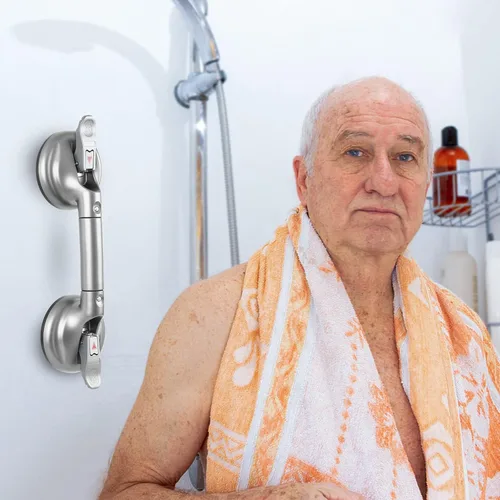 Miniatura 8 de Barra de agarre de ducha de servicio pesado con succión, seguridad para inodoro, baño, bañera, asas de ducha, potencia de ventosa de hasta 250