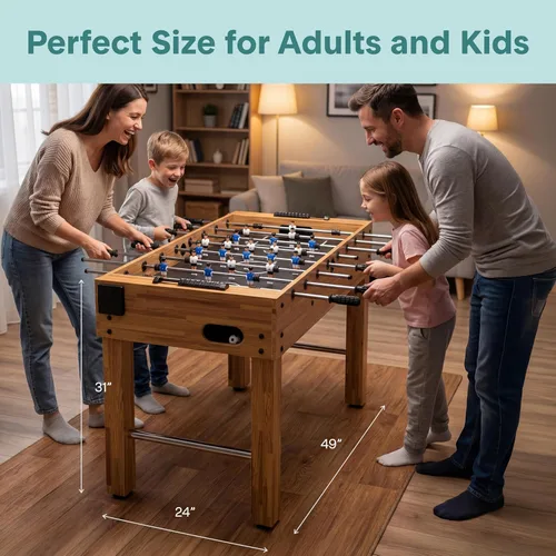 Miniatura 2 de SereneLife Mesa de futbolín de 48 pulgadas de tamaño competitivo, juego de fútbol arcade de altura ajustable para el hogar, sala de juegos, cueva