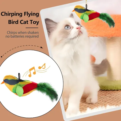 Miniatura 2 de Juguete interactivo para gatos, 1 juguete interactivo de plumas y 2 juguetes de plumas de pájaros y gatos, repuesto para gatos