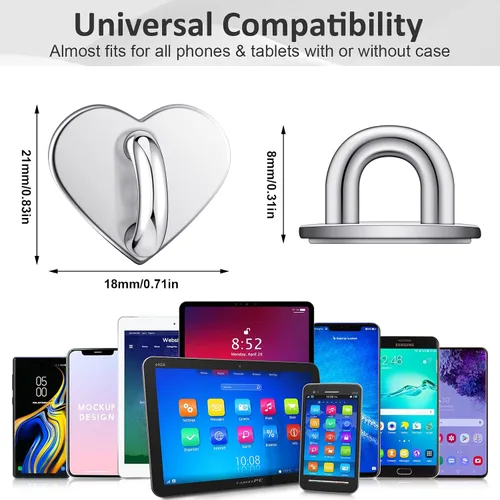 Miniatura 4 de Moxweyeni 8 piezas de anillo de dedo adhesivo para teléfono celular, soporte de agarre de dedo de metal para teléfono celular, soporte de agarre