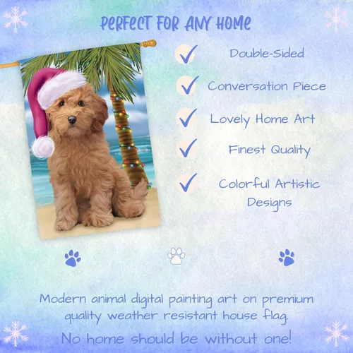 Miniatura 5 de Doggie of the Day Goldendoodle HFLG61613 - Bandera de casa de perro – Decoración de jardín para mascotas de doble cara para Navidad, verano, 28