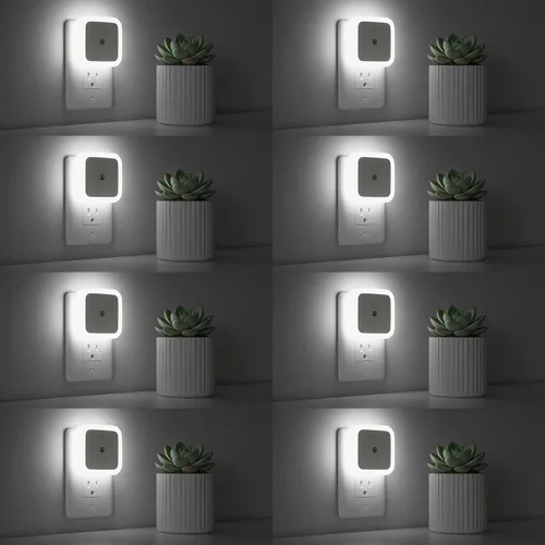 Miniatura 10 de Sujeet Luz Nocturna, Set de 8 Luces Nocturnas Enchufables en la Pared, Luz Nocturna Enchufable, Lámpara LED de Atardecer al Amanecer (Blanco Cálido)