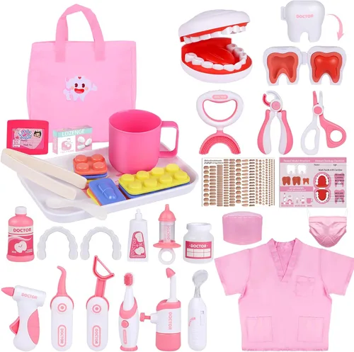 Gifts2U Kit de dentista para niños, 42 piezas de kit médico para niños pequeños, juego de dentista educativo para niños, regalo para niñas y niños