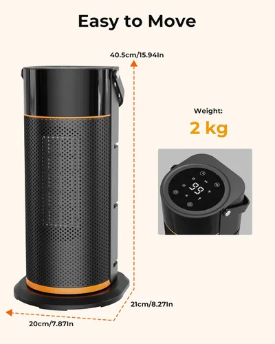 Miniatura 7 de Calentador eléctrico portátil – Calentadores de calor de cerámica PTC de 1500 W de seguridad rápida con control remoto, temporizador, oscilación