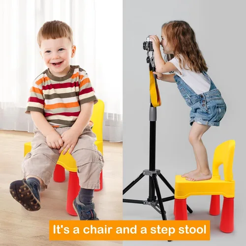 Miniatura 6 de burgkidz Silla de plástico para niños de 2 a 4 años, silla pequeña para niños y niñas, muebles Montessori ligeros y duraderos para leer/comer/jugar