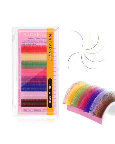 Miniatura 65 de NAGARAKU Extensiones de pestañas de color marrón oscuro 0.003 in, rizo B, 0.276-0.591 in, bandeja mixta, pestañas individuales, volumen de visón