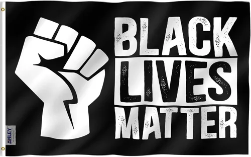 ANLEY Fly Breeze - Bandera de puño Black Lives Matter de 3 x 5 pies, color vivo y a prueba de decoloración, cabecera de lona y doble costura,