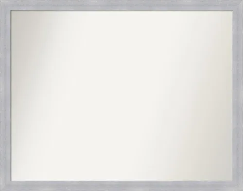 Amanti Art Silver Bathroom Mirror for Over Sink, 22x28 Custom Made Grace Brushed Nickel Narrow Rectangle Vanity Mirror, Medium Modern Wood Frame,