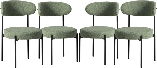 Miniatura 11 de WestinTrends Alexandria Mid-Century - Sillas de comedor redondas tapizadas de sherpa (juego de 2), color gris carbón