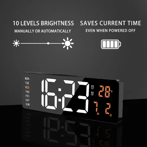 Miniatura 5 de Reloj de pared digital grande de 16 pulgadas, temporizador de cuenta regresiva con control remoto, alarma, reloj de pared con atenuación automática