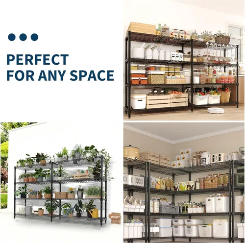 Miniatura 5 de GarveeLife 4 Tier Storage Shelving Unit, 70.8" W Metal Shelves, 59" H L-Shaped Wire Shelving, Heavy Duty Pantry Shelves for Home, Kitchen, Garage