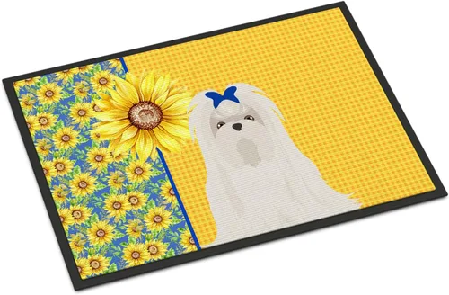 Miniatura 170 de Caroline's Treasures WDK5313MAT Airedale Terrier - Tapete para puerta delantera de 18 x 27 pulgadas, diseño de girasoles de verano, para entrada