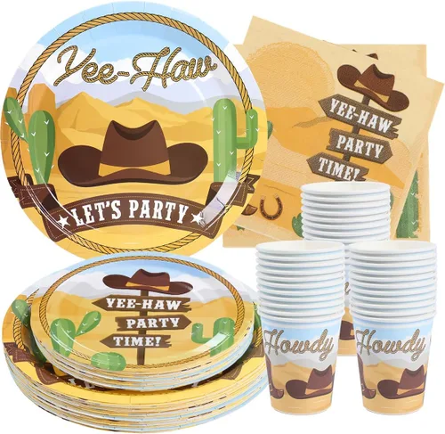 Miniatura 14 de Suministros de fiesta de leche y galletas - Sirve 24. Cenas, platos de postre, tazas, servilletas. Decoraciones de cumpleaños de galletas