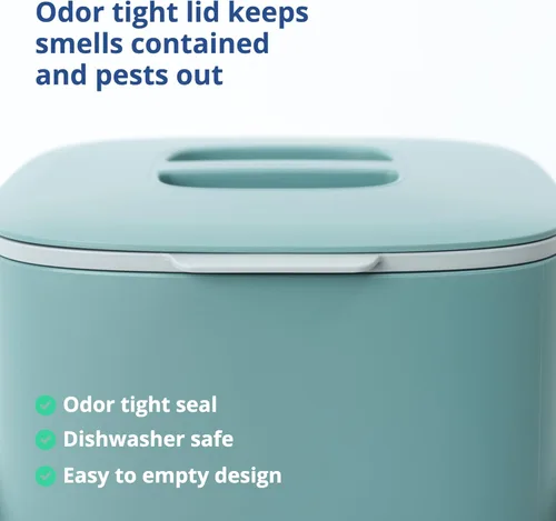 Miniatura 4 de BLUE GINKGO - Basurero de cocina [2.6L / 0.69 GAL] – Cubo de desperdicios de alimentos sin filtro, hermético a olores, para encimera, con asas Verde
