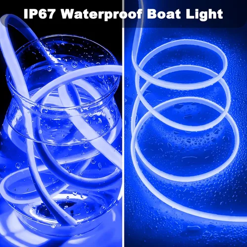 Miniatura 2 de SHUNLEE Tira de luz LED azul para barco de 20 pies, IP67 COB impermeable, luces LED de pontón marino, luces interiores de barco para pesca nocturna