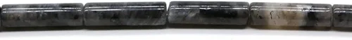 Miniatura 27 de Piedra de jaspe imperial negro natural de 0.157 x 0.512 in en forma de tubo de piedras preciosas cilíndricas sueltas manuales para hacer pulseras