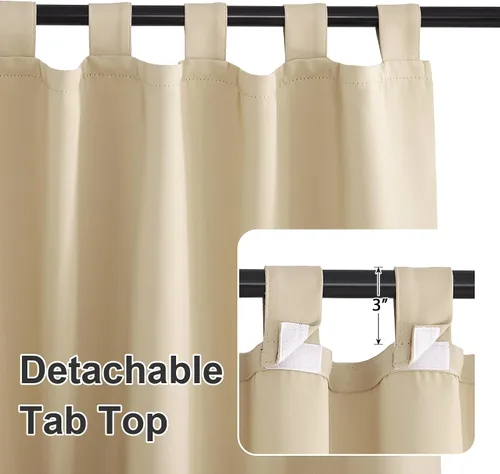 Miniatura 4 de RYB HOME Cortinas para Exteriores para Patio - 2 Paneles Cortinas para Exteriores Desmontables con Parte Superior Adhesiva Impermeables Opacas