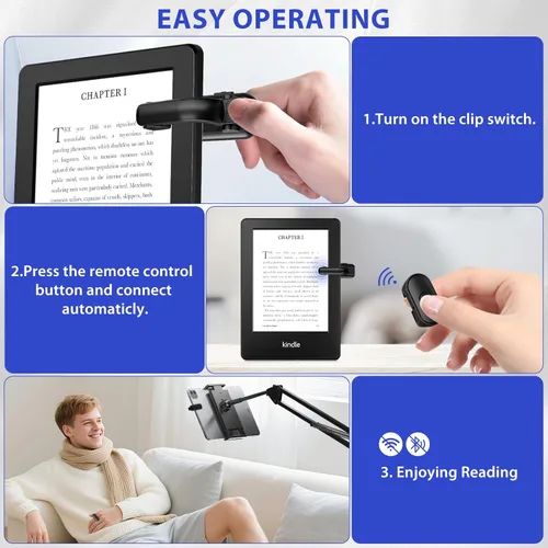 Miniatura 4 de Anillo giratorio de página mejorado para lectores electrónicos Kindle Paperwhite Oasis Scribe Kobo, compatible con fundas, con control remoto