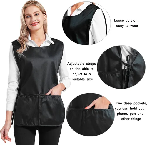 Miniatura 6 de Nanxson Delantal de zapatero unisex con 2 bolsillos profundos, paquete de 2 Smock con lazos laterales para el trabajo de la cocina CF3137