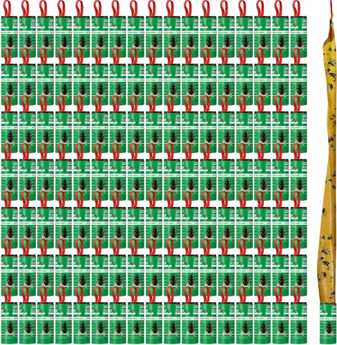 Miniatura 10 de Qualirey Paquete de 80 tiras adhesivas para moscas para interiores y exteriores, cinta adhesiva para colgar insectos voladores, trampas para Rojo