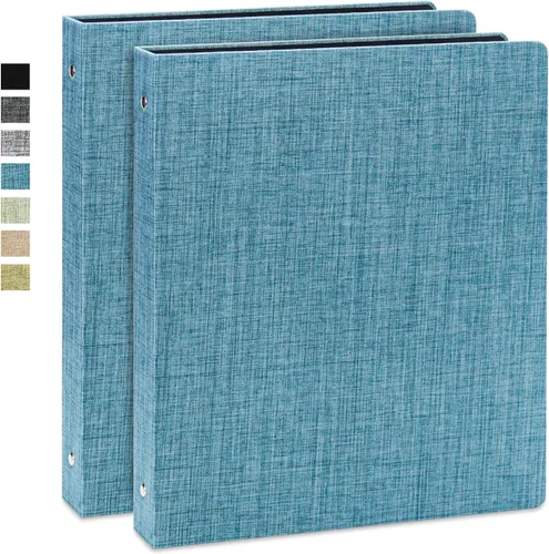 Miniatura 11 de Vienrose Carpeta de 3 anillos redondos de 1 pulgada con cubierta de tela de lino, se adapta a papel de 8.5 x 11 pulgadas, organizador duradero