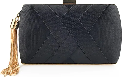 Miniatura 14 de Elegante bolso de mano de seda con colgante de borla para mujer, para novia, boda, graduación, fiesta de noche