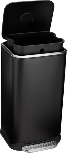 Miniatura 4 de Amazon Basics Bote de basura rectangular de metal con pedal de cierre suave, 32 litros/8.5 galones, 14 pulgadas de largo x 14 pulgadas de ancho x