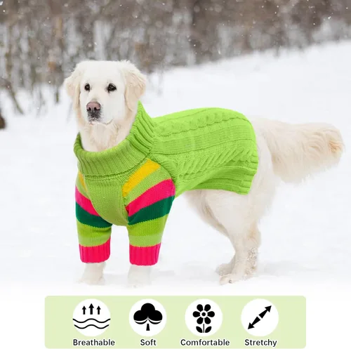 Miniatura 4 de Suéteres XXL elásticos para perros, suéter de punto de cuello alto para perros extra grandes, suéteres para perros de tamaño grande, suéter cálido