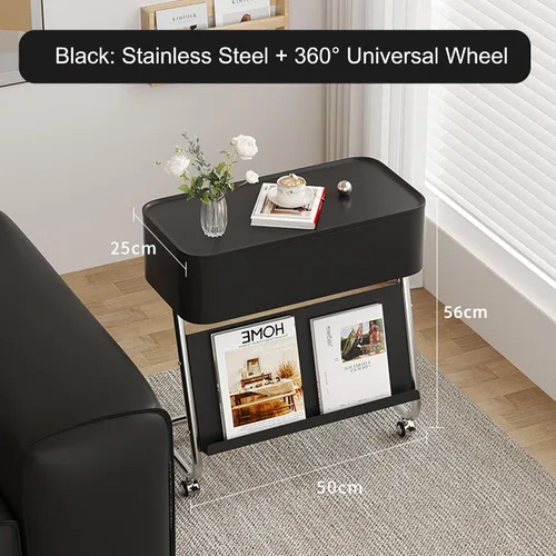 Miniatura 5 de Mesa Auxiliar Sofá Salon con Ruedas Mesa Para Cama Pequeña Mesita Portatil Bandeja Sofá Mesas en C para Espacios Pequeños Multifuncional para Sala