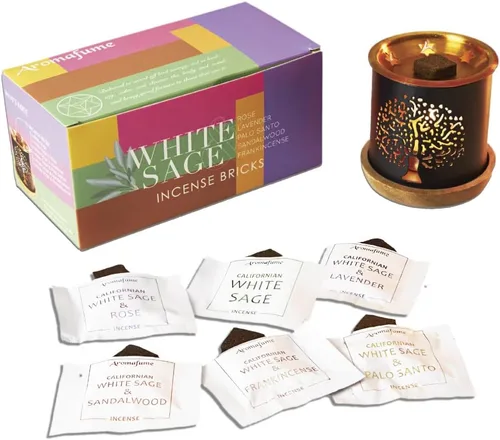 Miniatura 11 de Aromafume - Ladrillos de incienso de salvia blanca y lavanda con quemador exótico arcoíris Ladrillos de 2 x 9 Incienso de salvia para limpiar