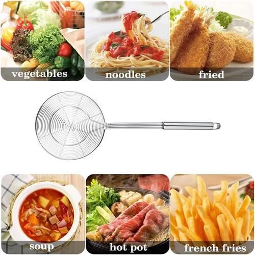 Miniatura 7 de Swify - Colador de araña, cuchara asiática de acero inoxidable con asa para freidora de cocina, pasta, espaguetis, fideos, 5.5 pulgadas