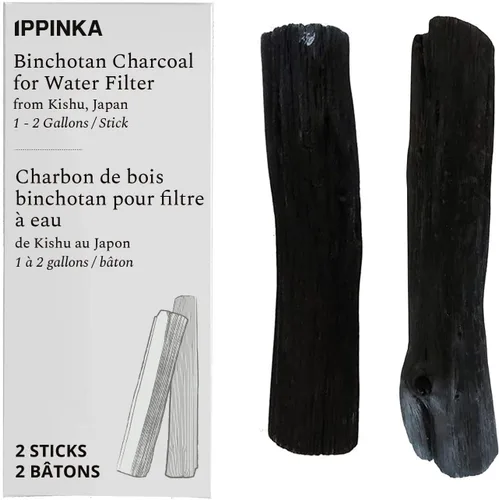 2 barras grandes de carbón Binchotan – Barras purificadoras de agua para agua de gran sabor de Kishu, Japón – Cada barra filtra 1-2 galones de agua