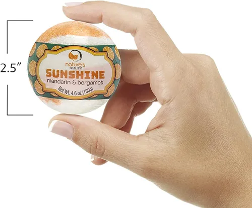 Miniatura 3 de Nature's Beauty Sunshine - Bomba de baño con mandarina y bergamota, natural hecha a mano, no mancha, bomba de spa gaseosa de lujo, nutre la piel