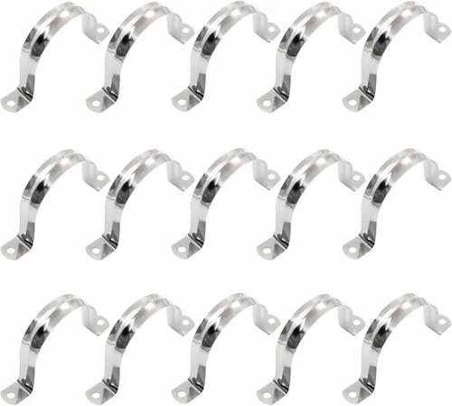 Miniatura 9 de 5 abrazaderas de conducto de 4 pulgadas con dos agujeros, correa rígida de acero inoxidable M100 para tubería de metal en U, soporte de correa