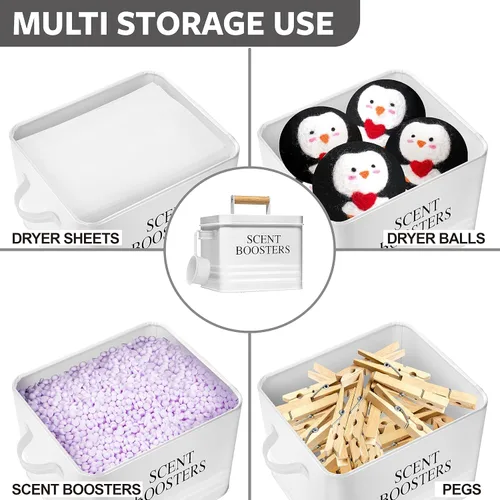 Miniatura 5 de Calindiana Modern Farmhouse - Recipiente dispensador de perlas de metal para lavandería con cuchara para decoración y accesorios de lavandería