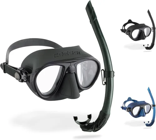Miniatura 10 de Cressi Máscara y esnórquel diseñados desde apnea y buceo - Sistema antivaho y máscara de bajo volumen - Snorkel flexible y plegable - Calibro y Negro