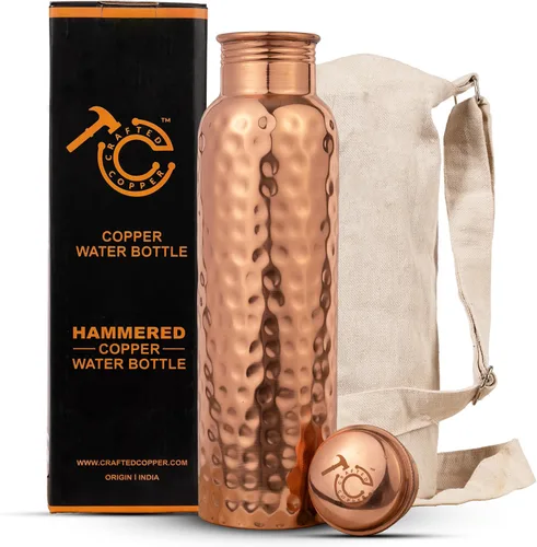 Miniatura 8 de Botella de agua de cobre 100% puro para beber 34 onzas, extra grande, recipiente de cobre ayurvédico para beber, beber, yoga, fitness e hidratación
